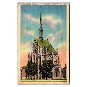 Heinz Chapel Pittsburgh University PA Linen Postcard Tichnor Quality Views